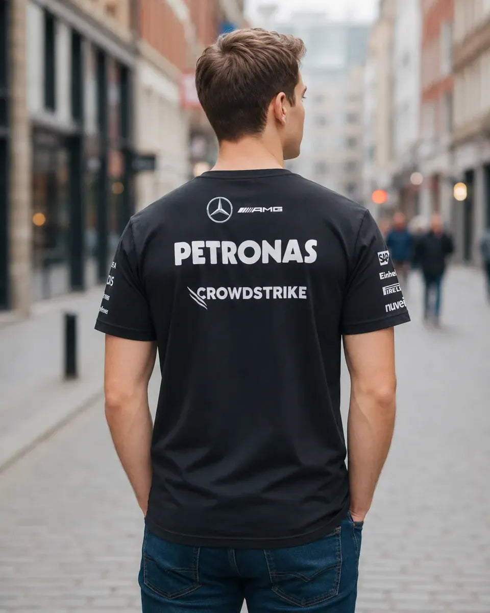 Camiseta Mercedes Amg Petronas Negra Unisex F1 Sponsors