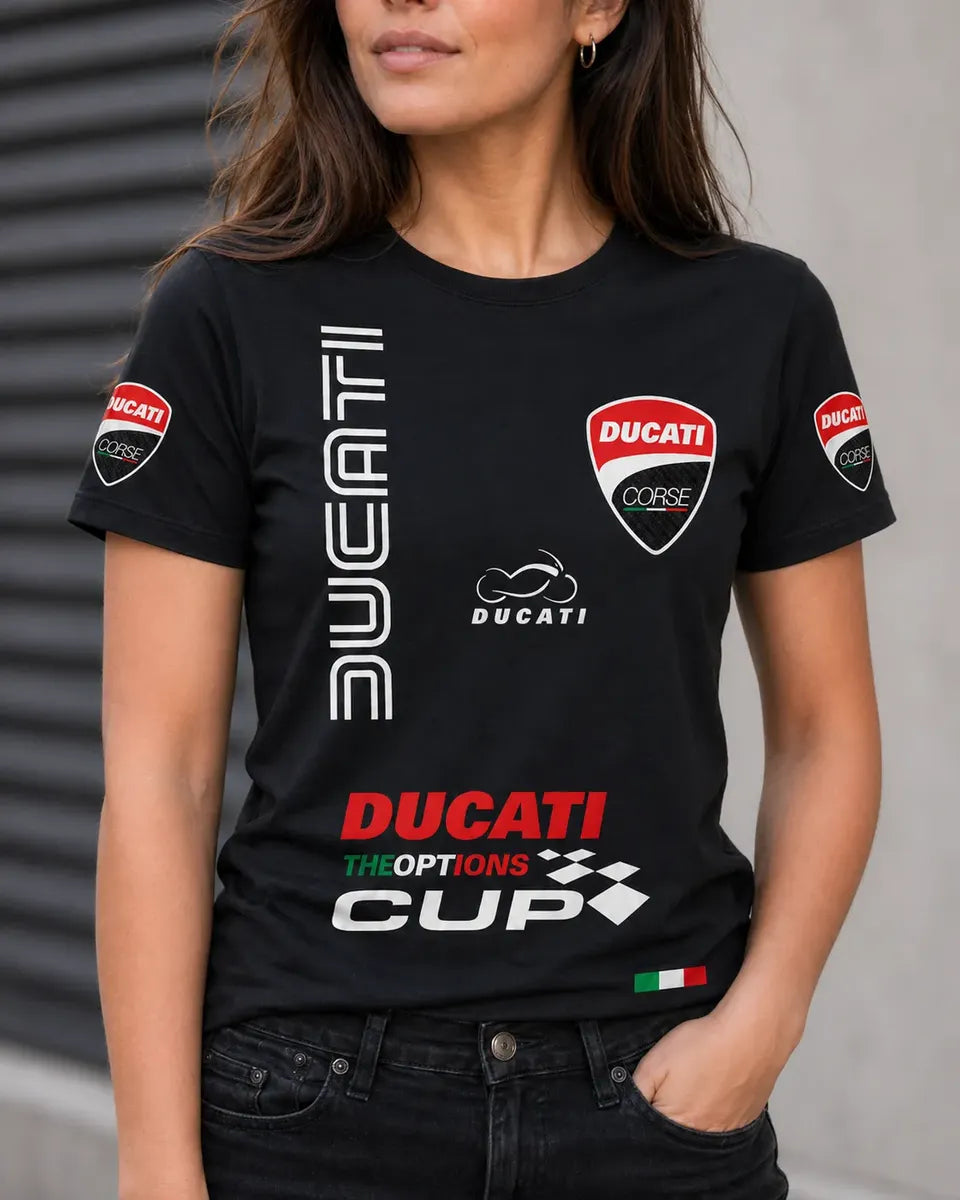 Camiseta Ducati Motera Negra Unisex Algodón