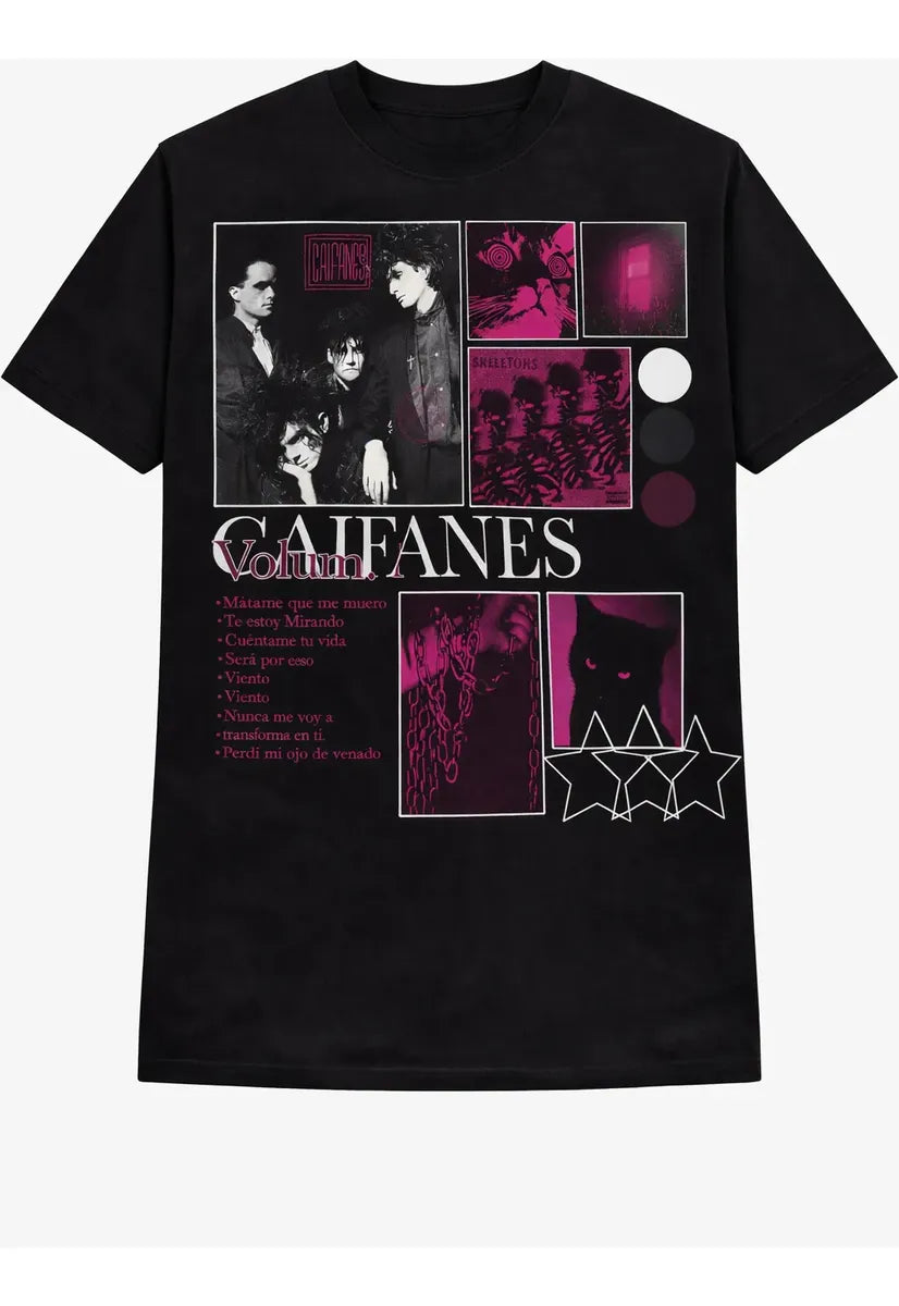 Camiseta Caifanes Negra Unisex Volumen Rock Mexicano Algodón