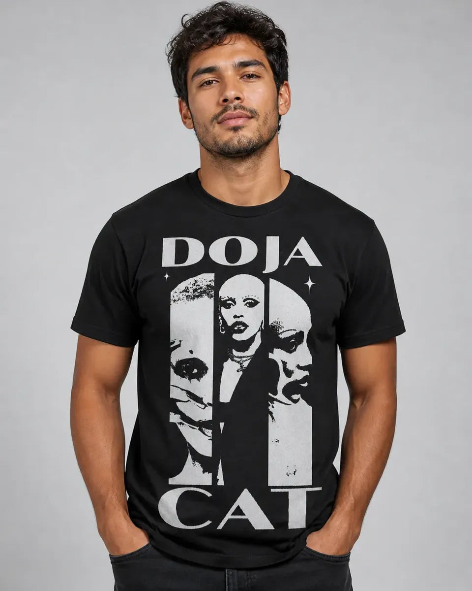 Camiseta Doja Cat Negra Unisex Collage Pop Urbano Fanática