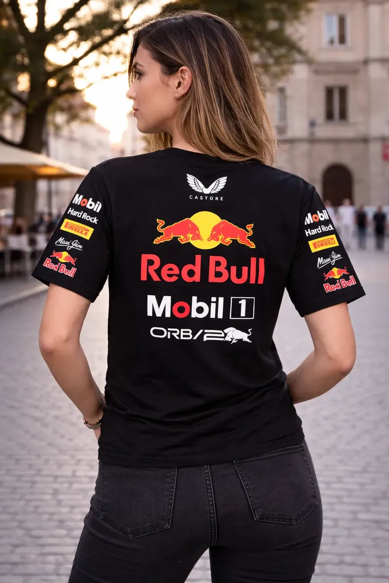 Camiseta Red Bull Racing Negra Unisex F1 Sponsors Oracle