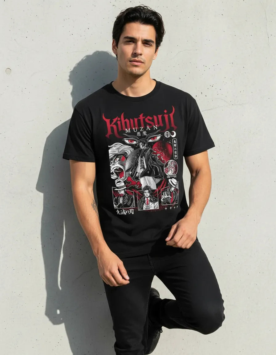 Camiseta Muzan Demon Slayer Negra 100% Algodón Unisex Ii