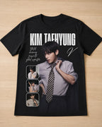 Camiseta Negra Kpop Idol Coreano Corte Normal
