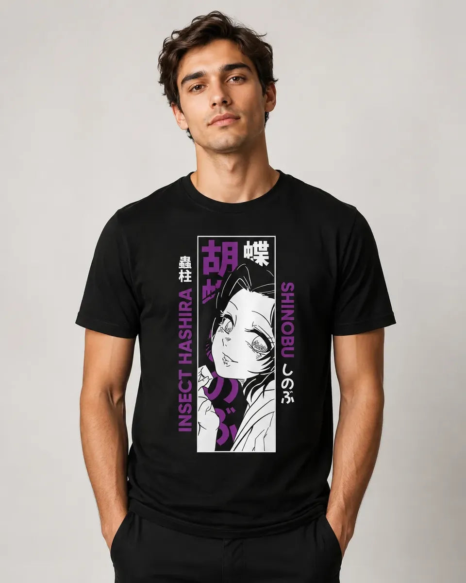 Camiseta Shinobu Negra Insect Hashira 100% Algodón