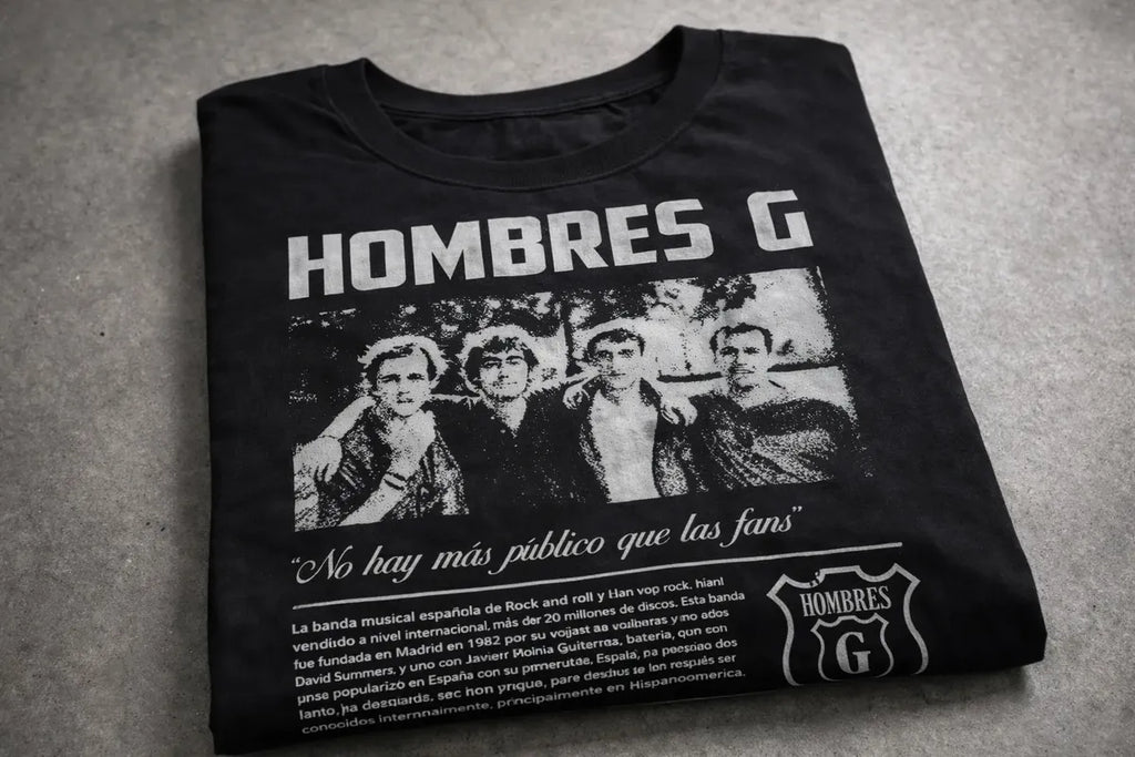Camiseta Hombres G Negra Unisex Rock Pop Español  Algodon