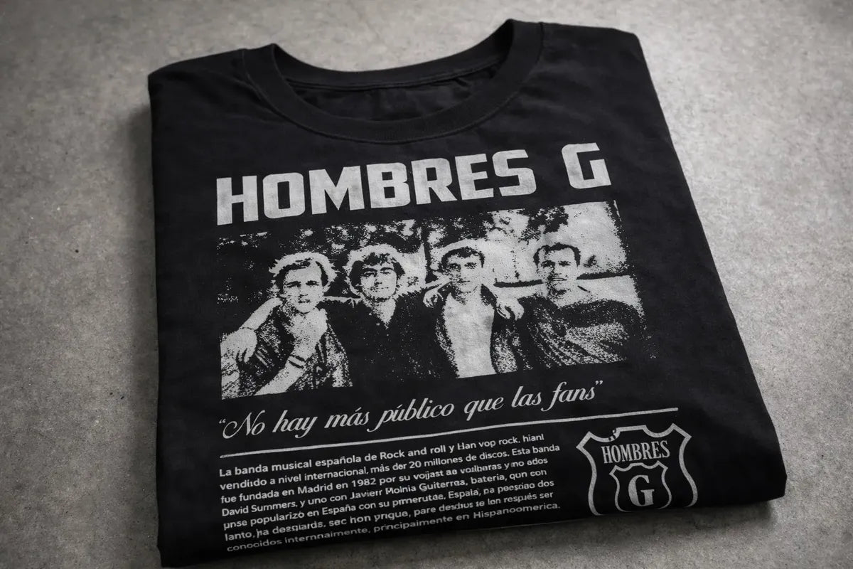 Camiseta Hombres G Negra Unisex Rock Pop Español  Algodon