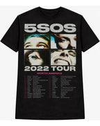 Camiseta 5sos Negra Unisex 2022 Tour North America Algodón