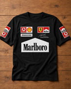 Camiseta Ferrari Schumacher Negra Unisex F1 Sponsors Retro