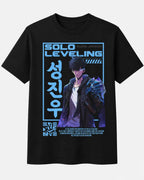 Camiseta Sung Jinwoo Solo Leveling Negra 100% Algodón