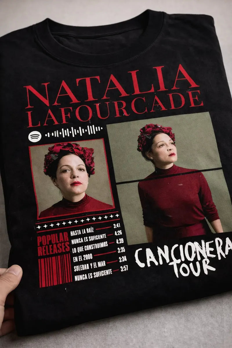 Camiseta Natalia Lafourcade Negra Unisex Tour Algodón