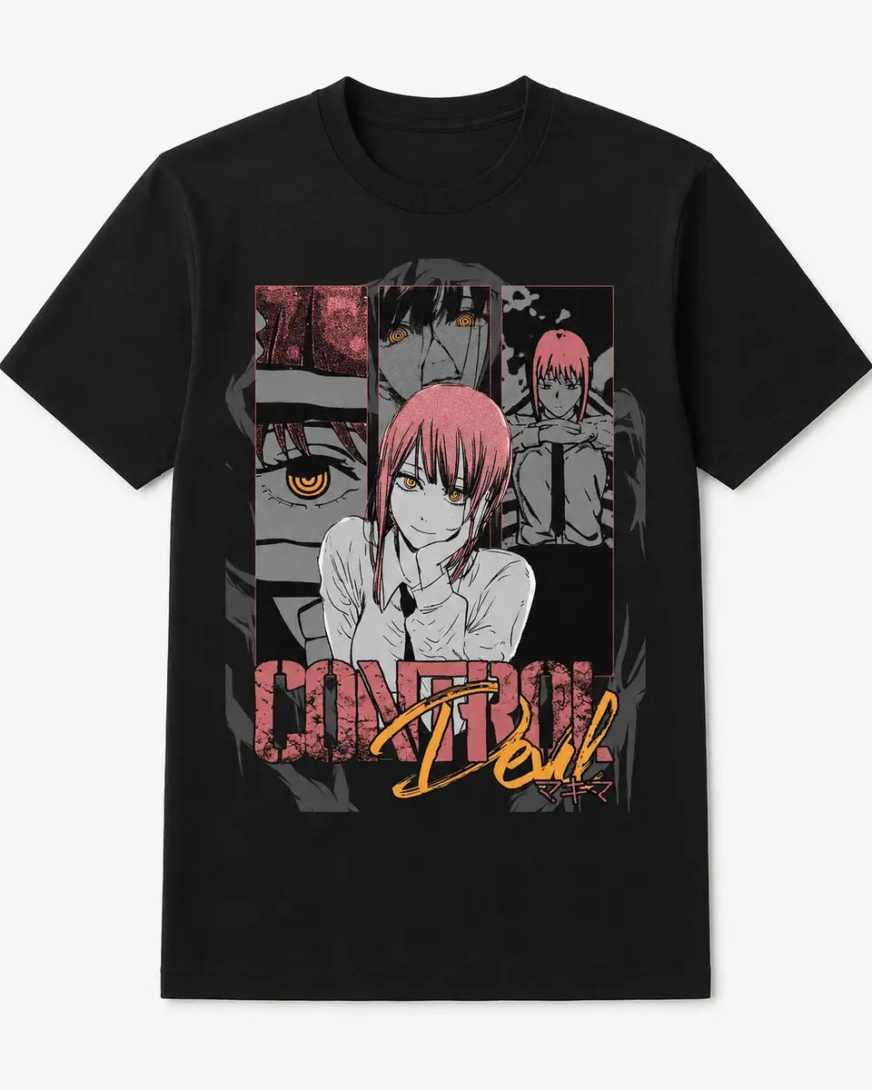 Camiseta Makima Control Negra 100% Algodón Normal
