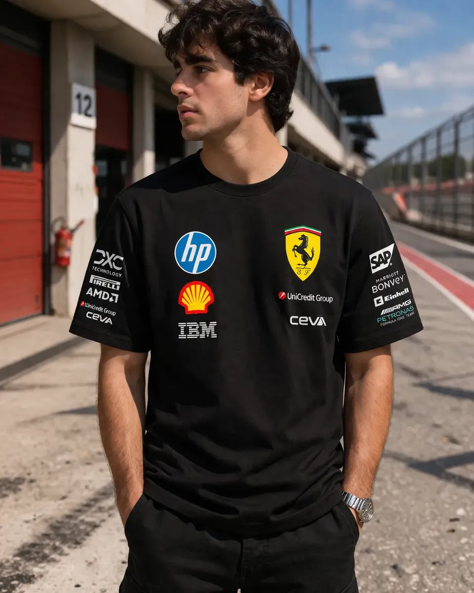Camiseta Formula 1 Ferrari Mercedes Amg Petronas Negra Unise