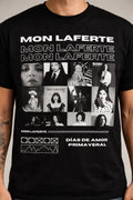 Camiseta Mon Laferte Negra Unisex Collage Dias De Amor Prima