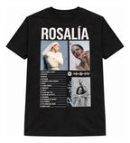 Camiseta Rosalia Negra Unisex Lux Tracklist Algodón Fanatico
