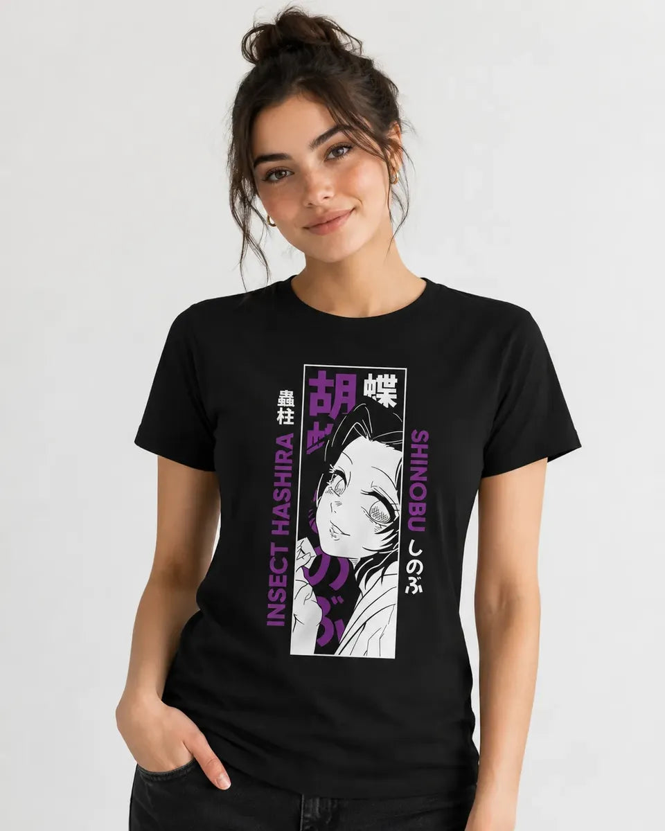Camiseta Shinobu Negra Insect Hashira 100% Algodón