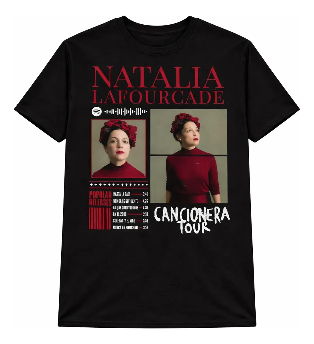Camiseta Natalia Lafourcade Negra Unisex Tour Algodón