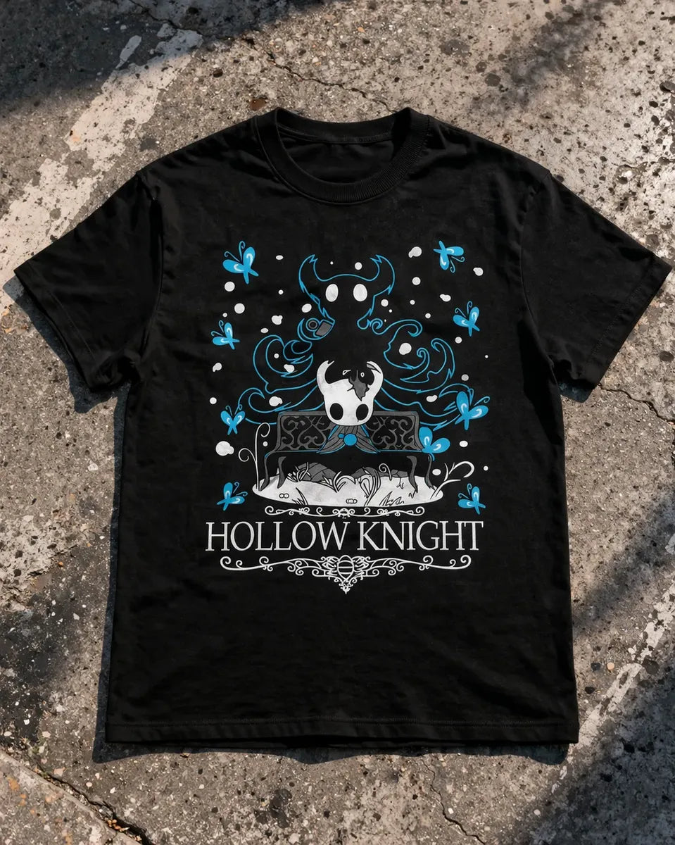 Camiseta Hollow Knight Negra Unisex Manga Corta Algodón Game