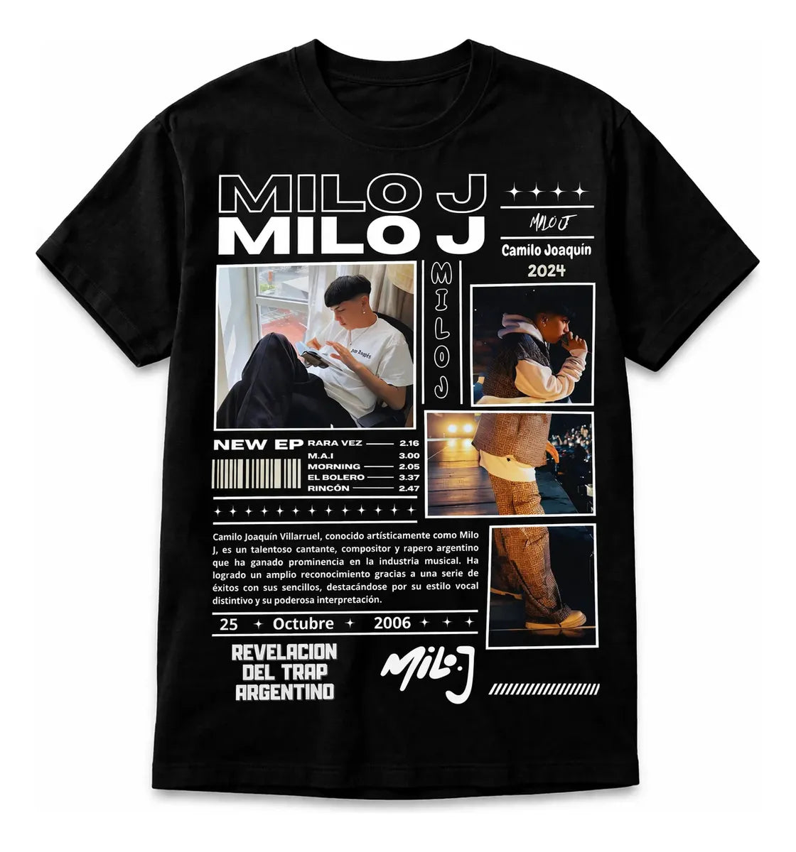 Camiseta Hombre Ropa Urbana Trap Streetwear Milo J Algodón