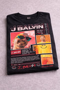 Camiseta J Balvin Negra Estampada Ajuste Normal