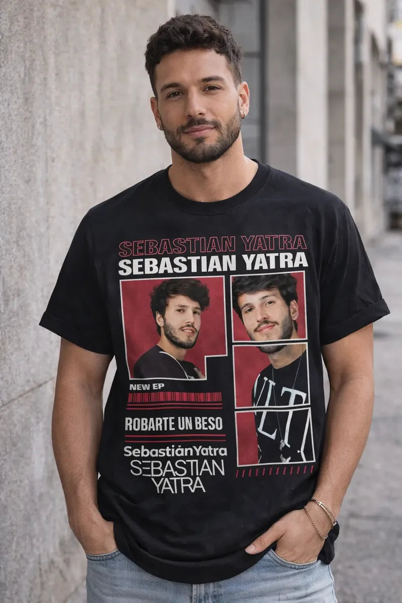 Camiseta Sebastian Yatra Negra Ajuste Normal Unisex
